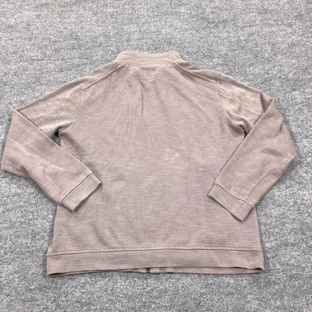 Banana Republic Full Zip‎ Sweater Mens Large Mauve Cotton Slub Mock Neck